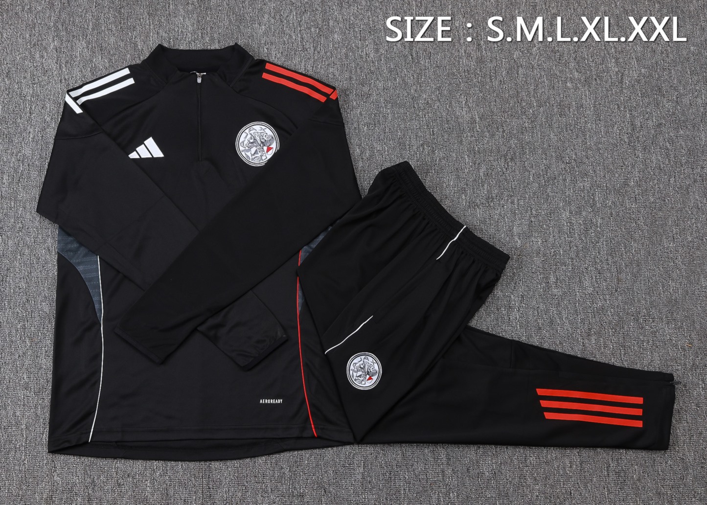 202526 Ajax black Long-sleeved half-pull training kit Football team kit