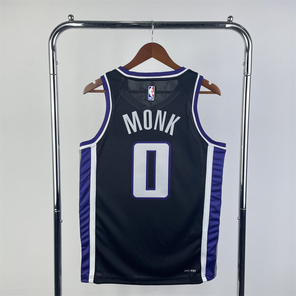 NBA Scaramento Kings 2024 V-Neck Black jersey MONK#0 S-XXL