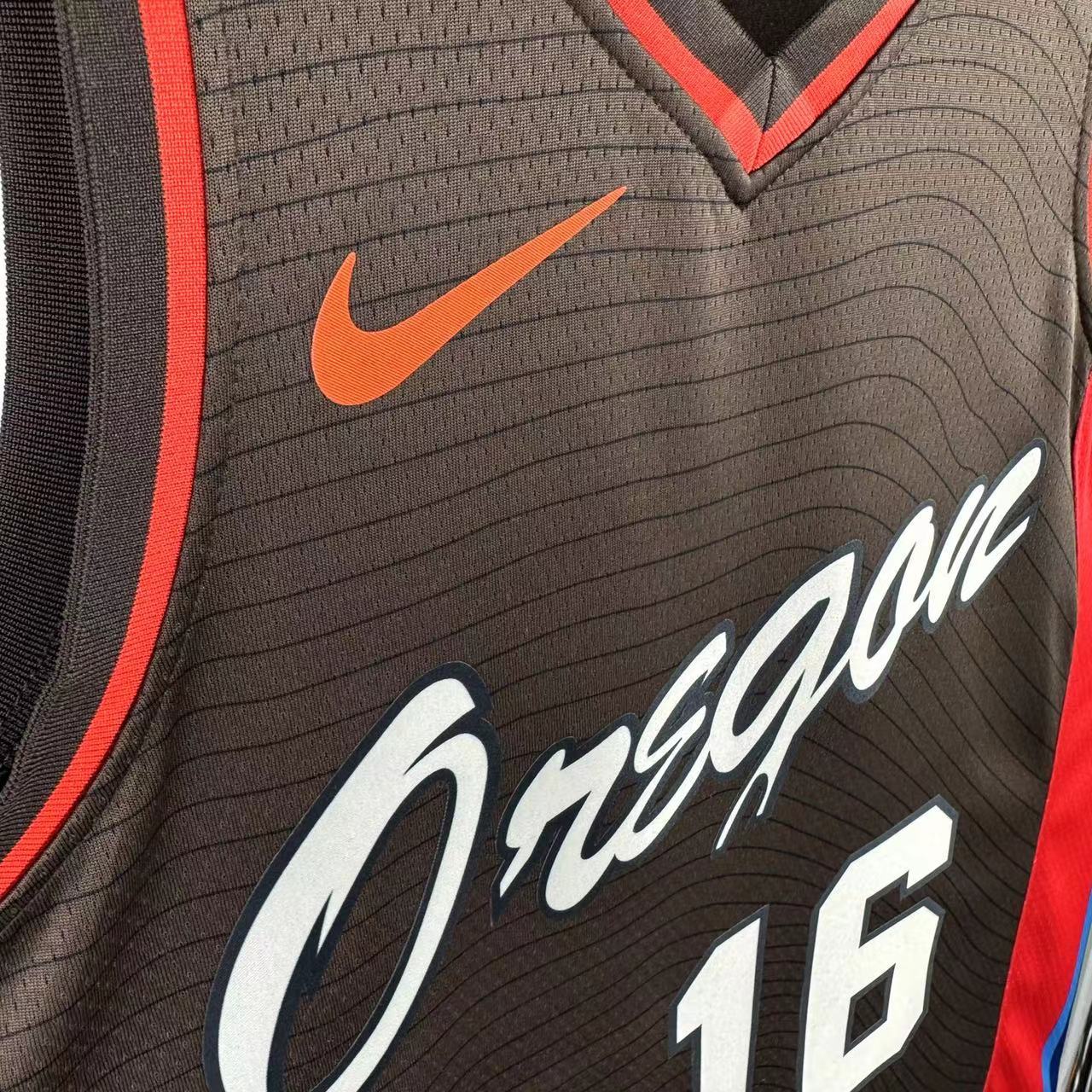 NBA Portland Trail Blazers 2021 V-Neck City Edition Black Jersey YANG#16 S-XXL