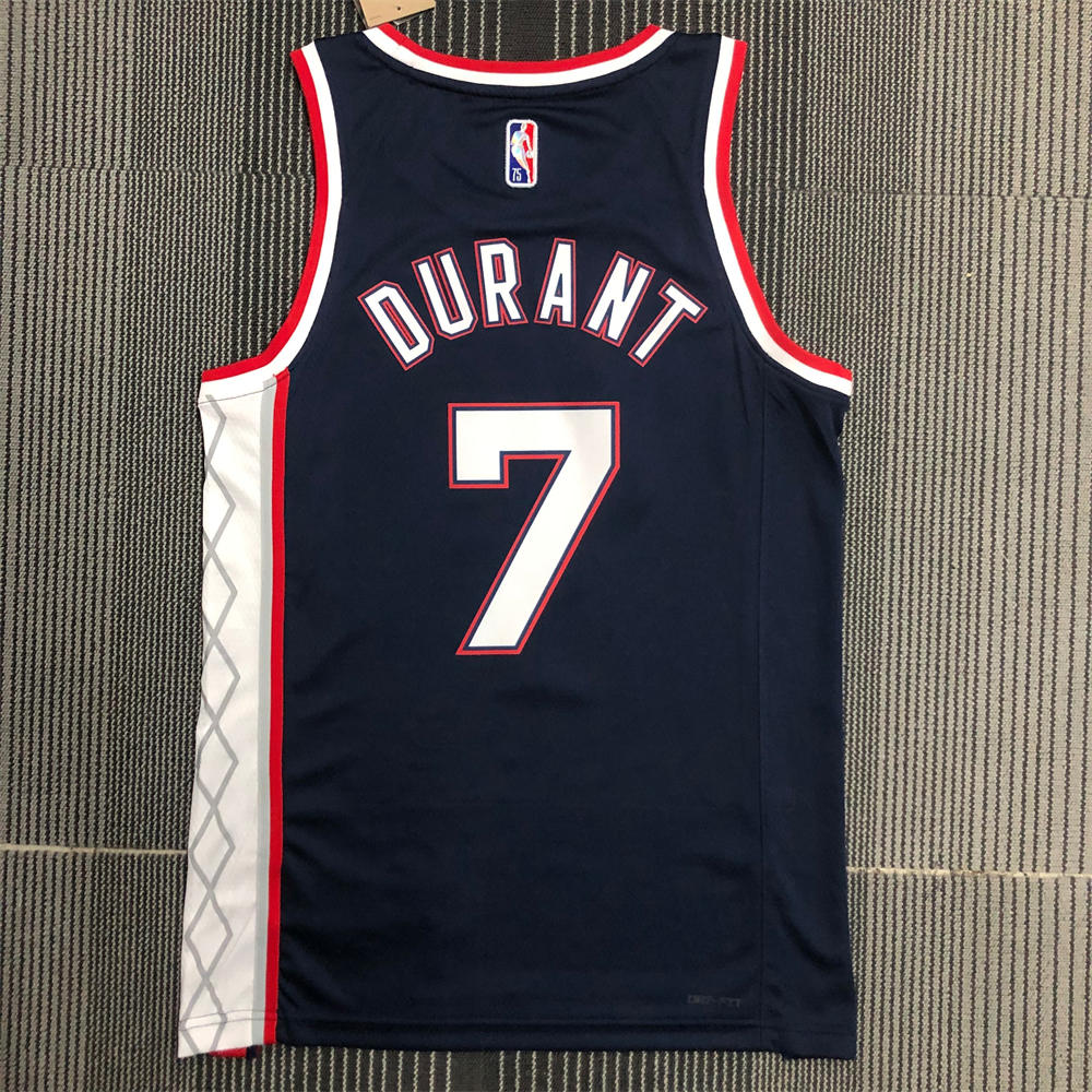 NBA Brooklyn Nets V-Neck Black 75th anniversary Jersey DURANT#7 S-XXL