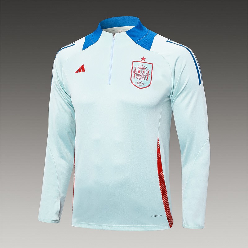24/25 Spain Light Green Long-sleeved half-pull training kit Football team kit