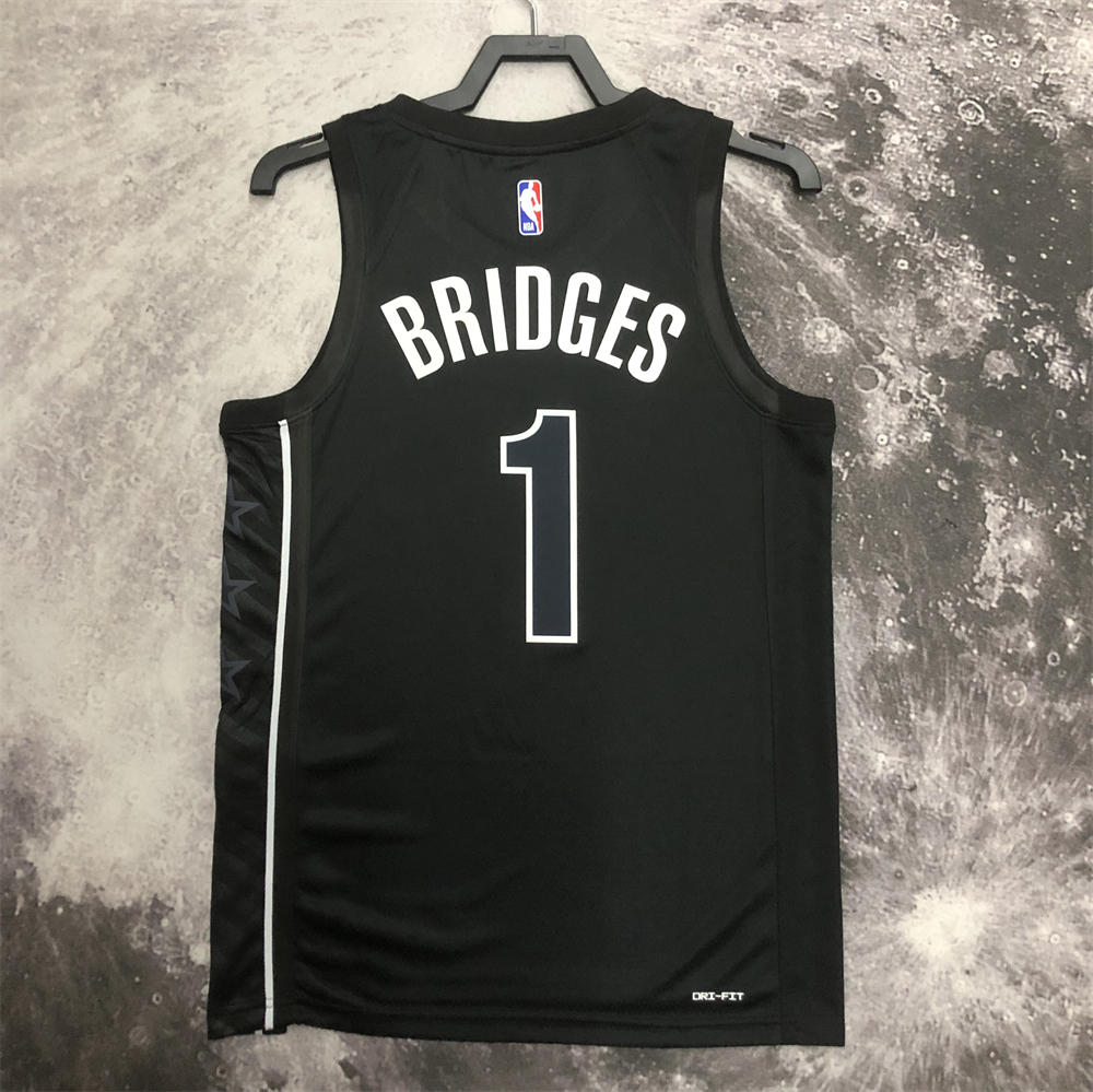 NBA Brooklyn Nets V-Neck Black Jersey BRIDGES#1 S-XXL