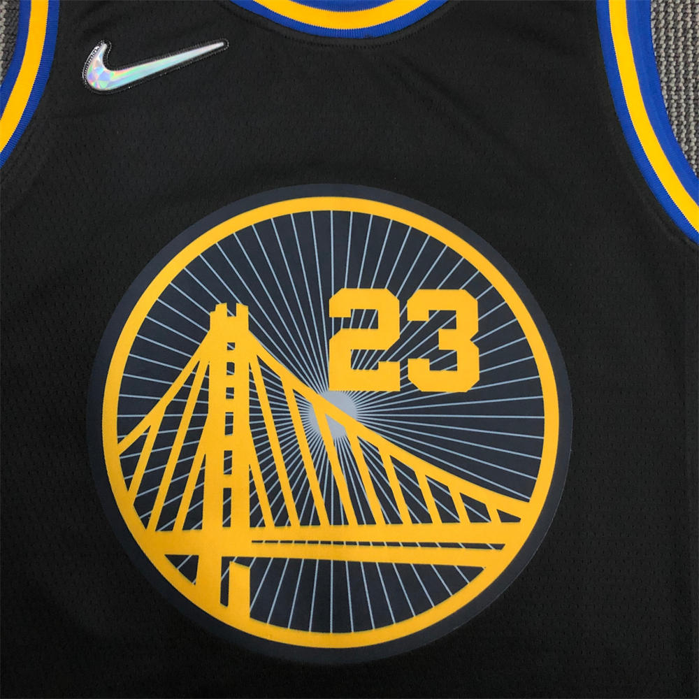 NBA Golden State Warriors V-Neck 75th anniversary Black Jersey GREEN#23 S-XXL