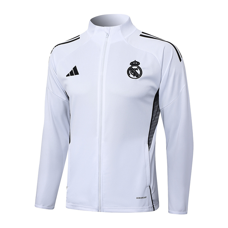 2024/25 Real Madrid White Jacket Training Suit Set Football Team Shirt Sports Fashion