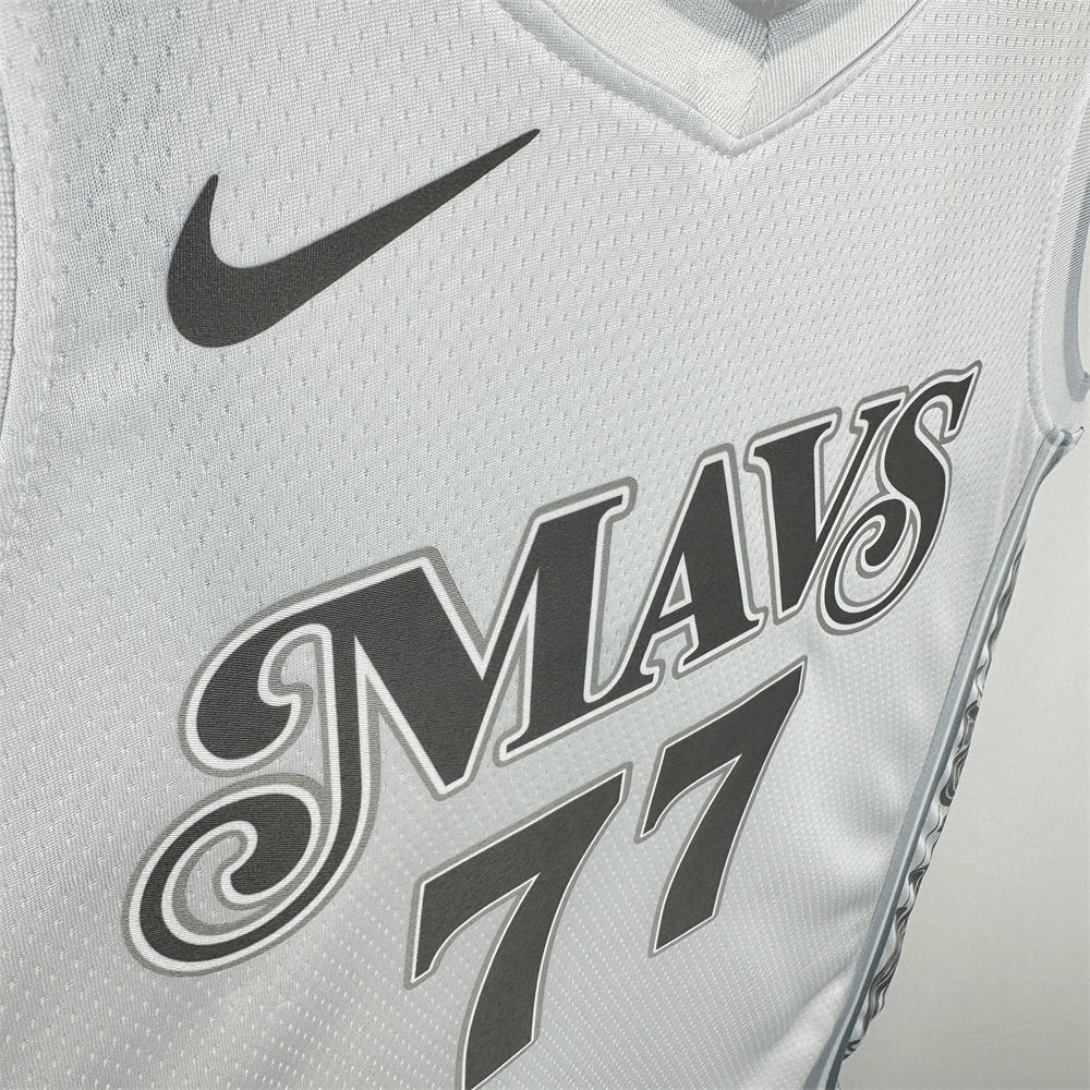 NBA Dallas Mavericks 24/25 City Edition V-Neck White Jersey DONCIC#77 S-XXL