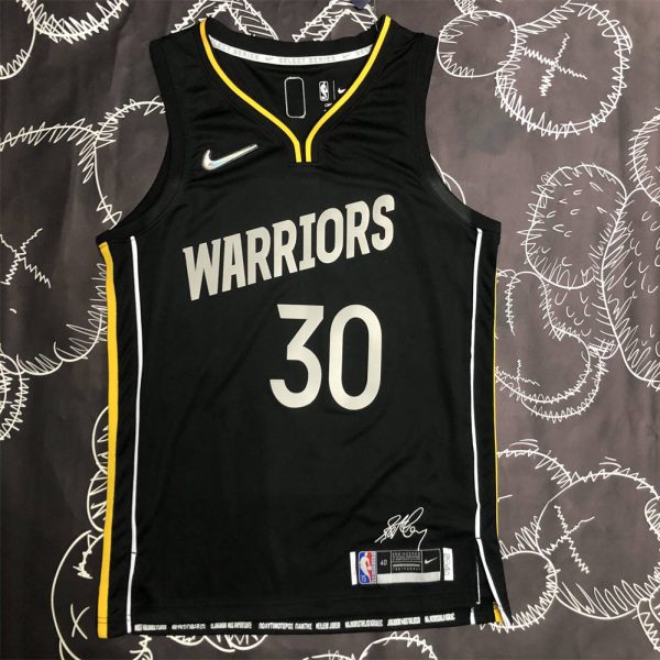 NBA Golden State Warriors V-Neck Black 75th Anniversary Jersey CURRY#30 S-XXL