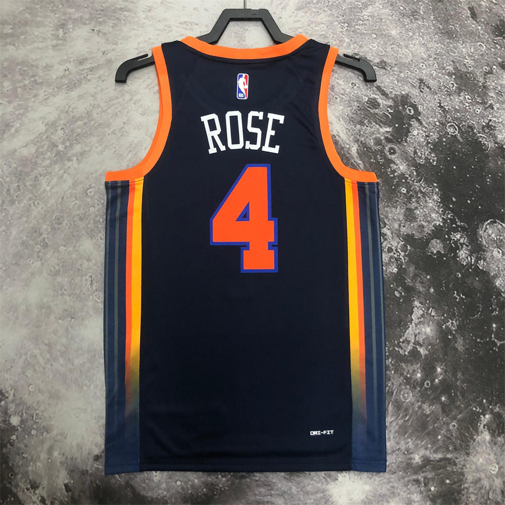 NBA New York Knicks V-Neck JORDAN Edition Black jersey ROSE#4 S-XXL