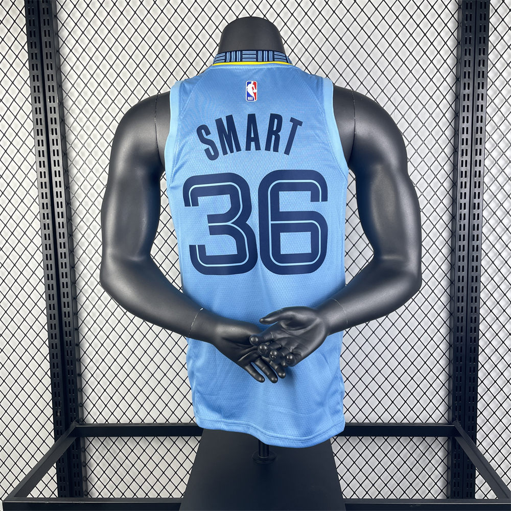 NBA Memphis Grizzies 2023 Round Neck Blue Jersey SMART#36 S-XXL