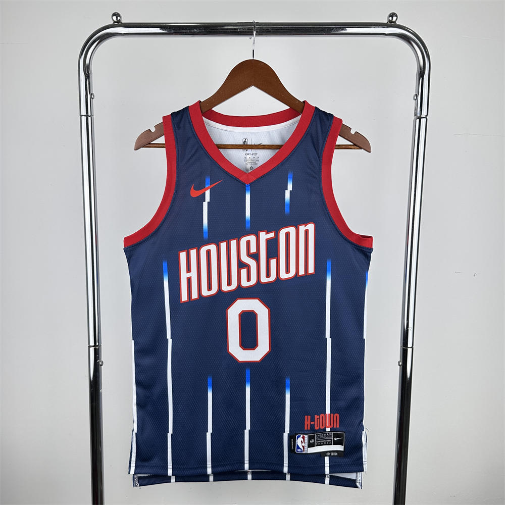 NBA Houston Rockets 2023 V-Neck Balck Jersey WESTBROOK#0 S-XXL
