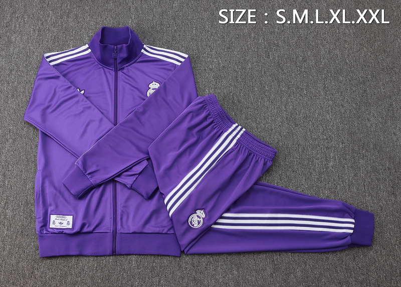 2024/25 Real Madrid Purple Jacket Training Suit Set Football Team Shirt Sports Fashion