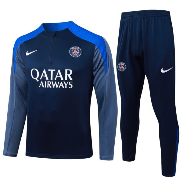202526 Paris royal blue Long-sleeved half-pull training kit Football team kit