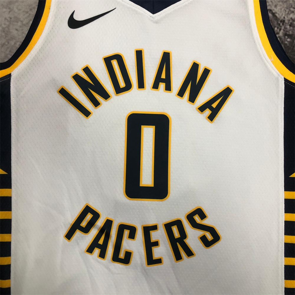 NBA Indiana Pacers V-Neck White Jersey HALIBURTON#0 S-XXL