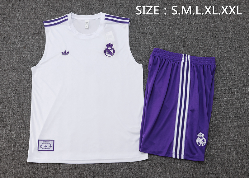 2025/26 Real Madrid White Training Set Shirt and Shorts