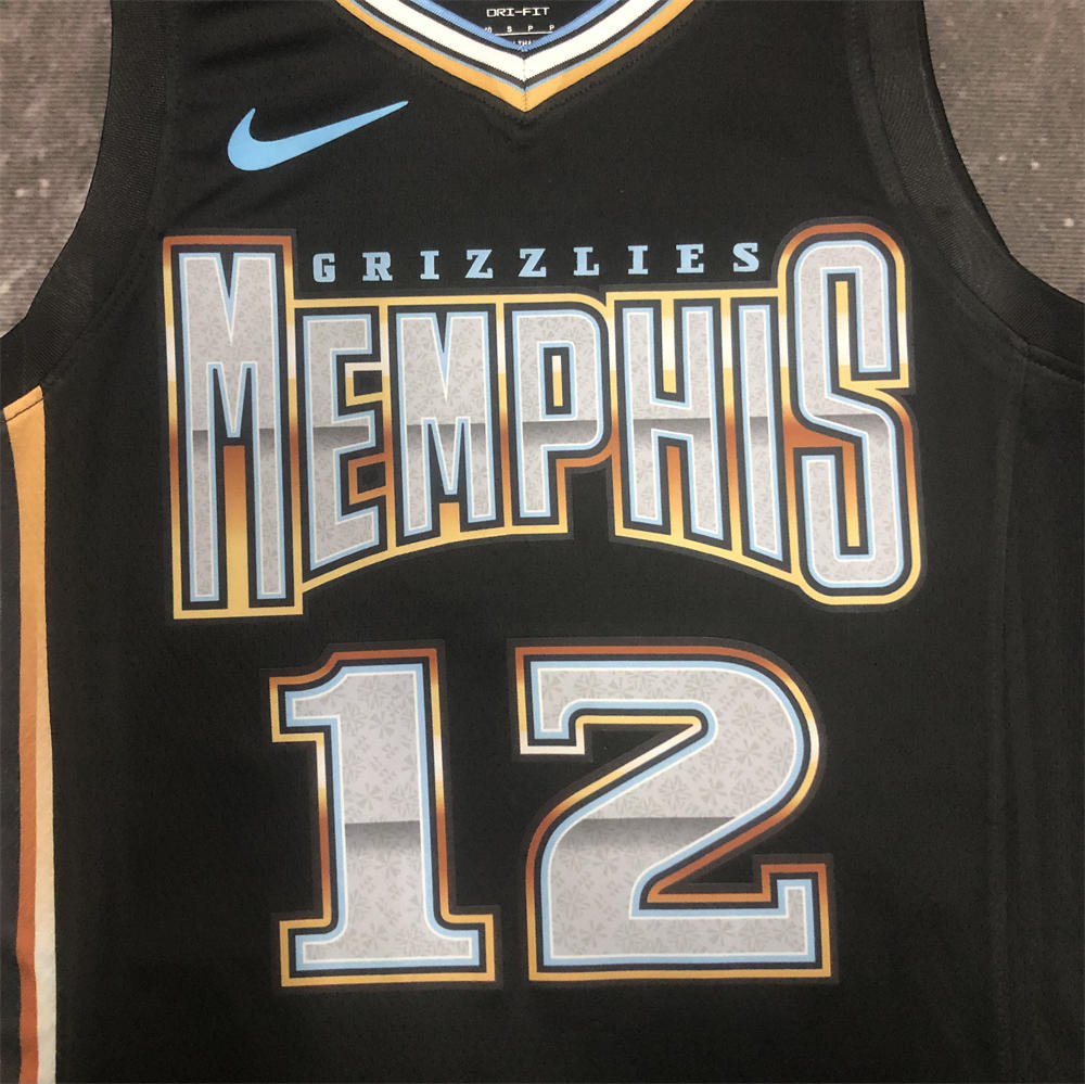 NBA Memphis Grizzies V-Neck Black Jersey MORANT #15 S-XXL