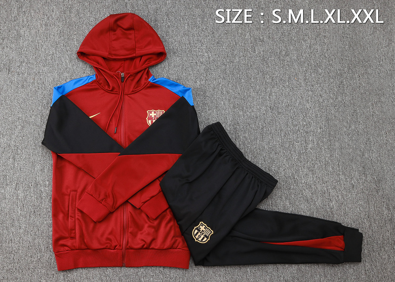 2024/25 Barcelona Red Hoodie Jacket Kit Set Football Team Shirt Sports Fashion