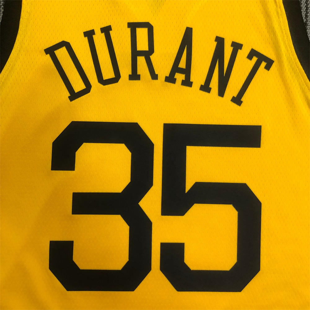 NBA Golden State Warriors V-Neck Yellow Jersey DURANT#35 S-XXL