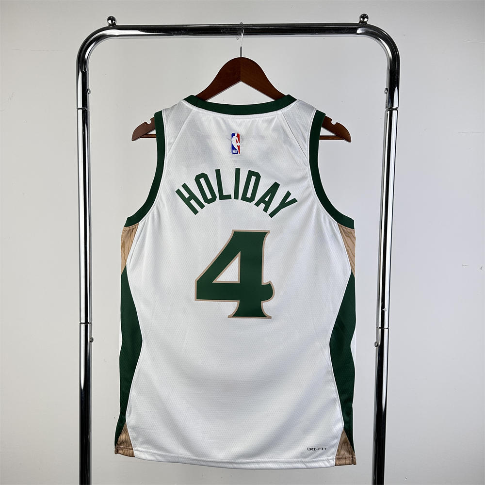 NBA Boston Celtics 2024 City Edition Round Neck White Jersey HOLIDAY#4 S-XXL