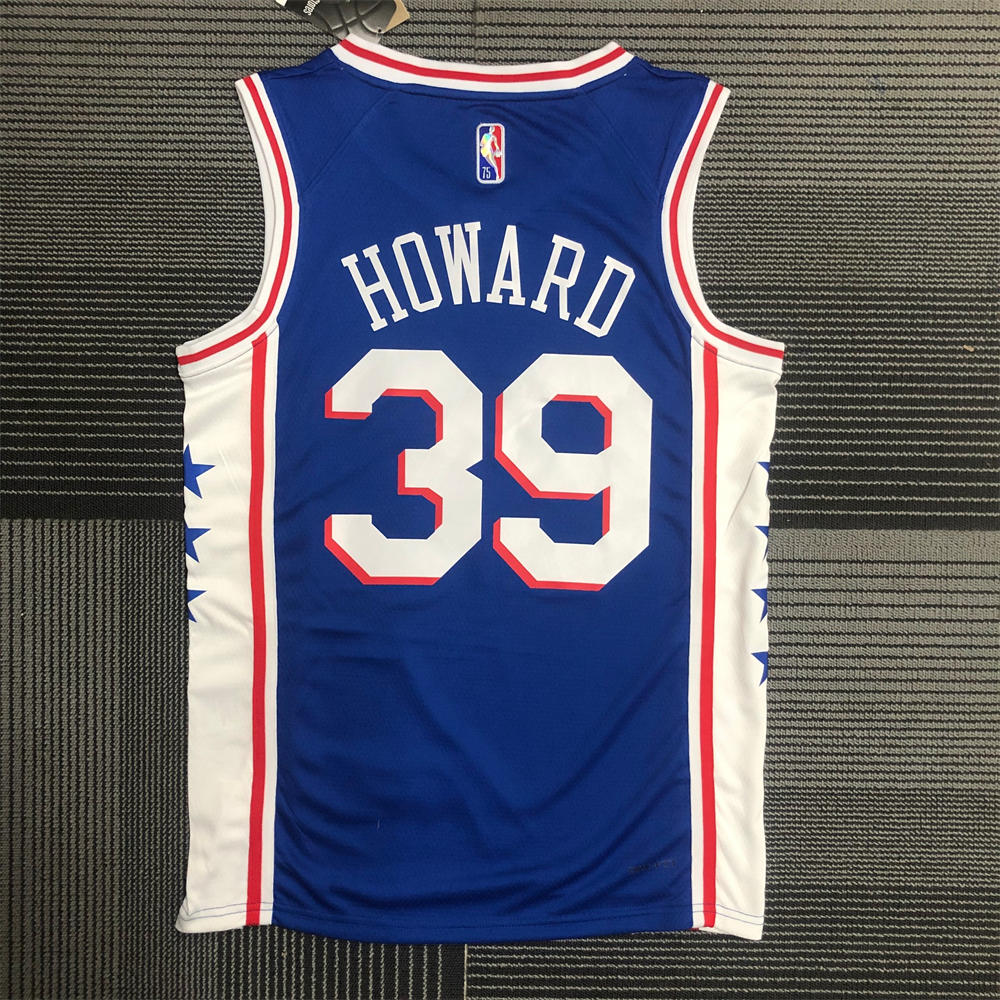 NBA Philadelphia 76ers Round Neck Blue 75th Anniversary Jersey HOWARD#39 S-XXL