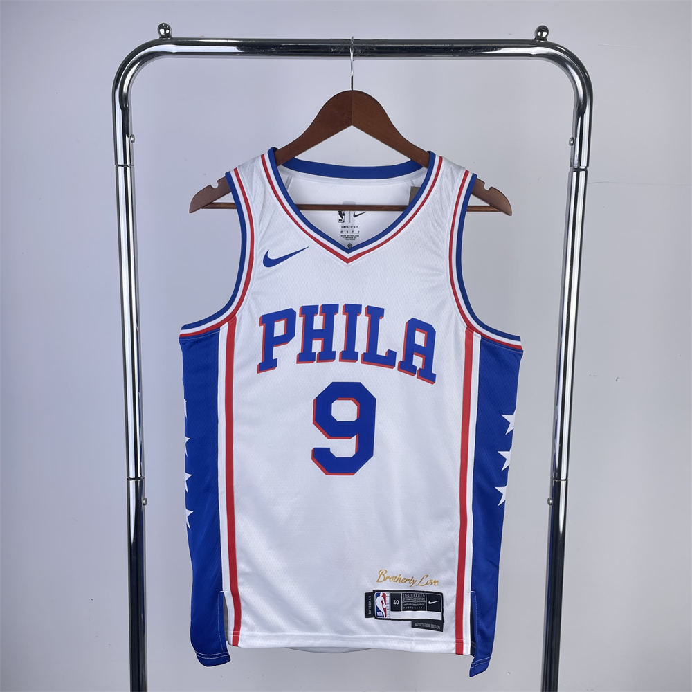 NBA Philadelphia 76ers 2023 V-Neck White Jersey OUBRE JR.#9 S-XXL