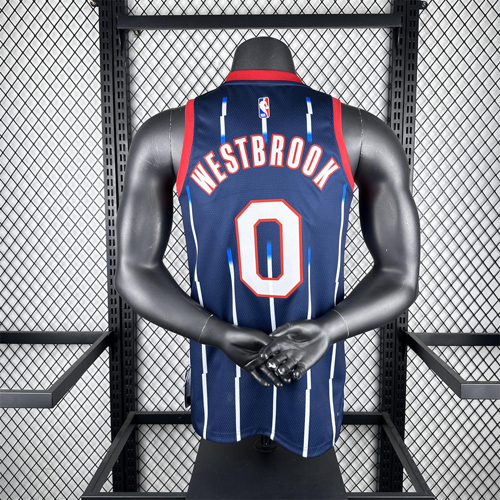 NBA Houston Rockets 2023 V-Neck Balck Jersey WESTBROOK#0 S-XXL