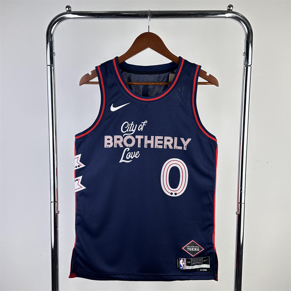 NBA Philadelphia 76ers 2024 Round Neck City Edition Black Jersey MAXEY#0 S-XXL