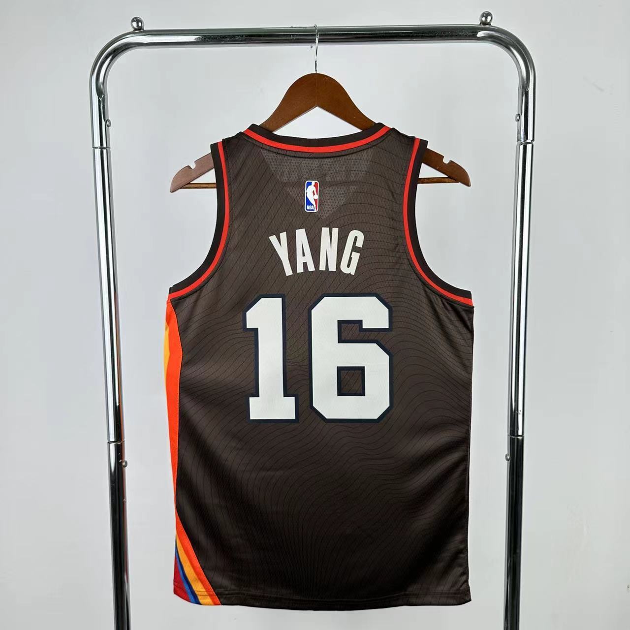 NBA Portland Trail Blazers 2021 V-Neck City Edition Black Jersey YANG#16 S-XXL