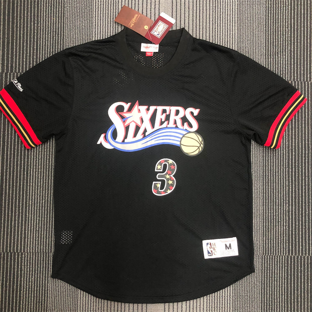 NBA Philadelphia 76ers Mitchellness Black Jersey IVERSON#3 S-XXL