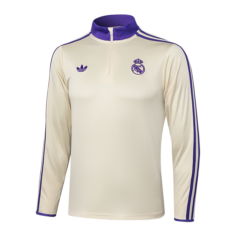 202526 Real Madrid Apricot Long-sleeved half-pull training kit Football team kit