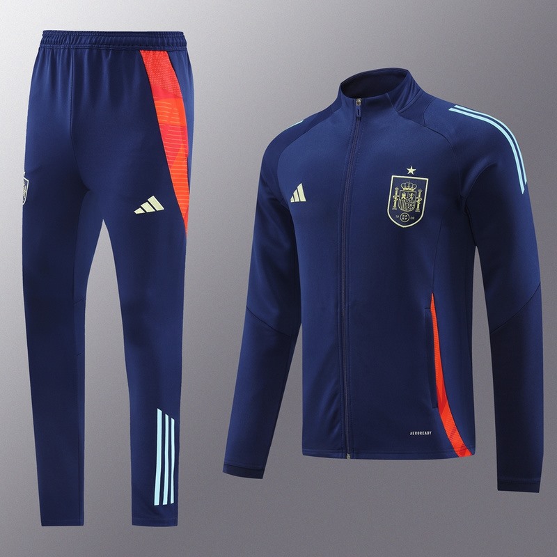 2024 Spain Royal Blue Jacket Training Suit Set Football Team Shirt Sports Fashion