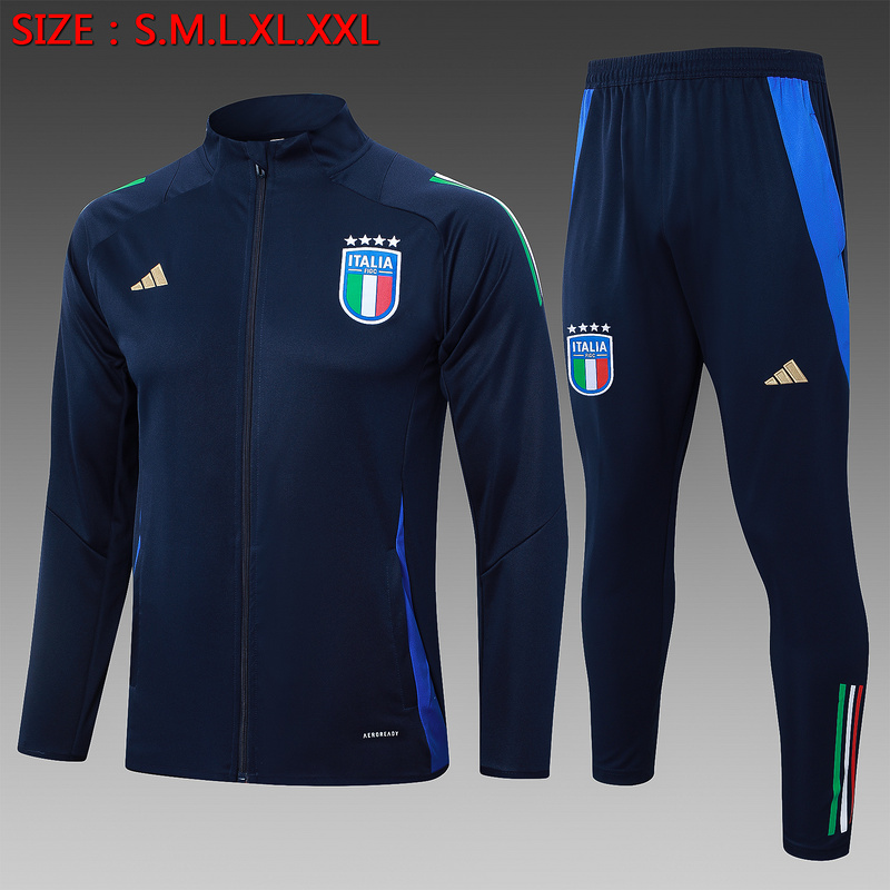 2024/25 Italy Royal blue Jacket Training Suit Set Football Team Shirt Sports Fashion