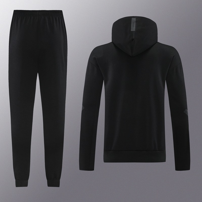 2024 Adidas Black Hoodie Jacket Kit Set Football Team Shirt Sports Fashion