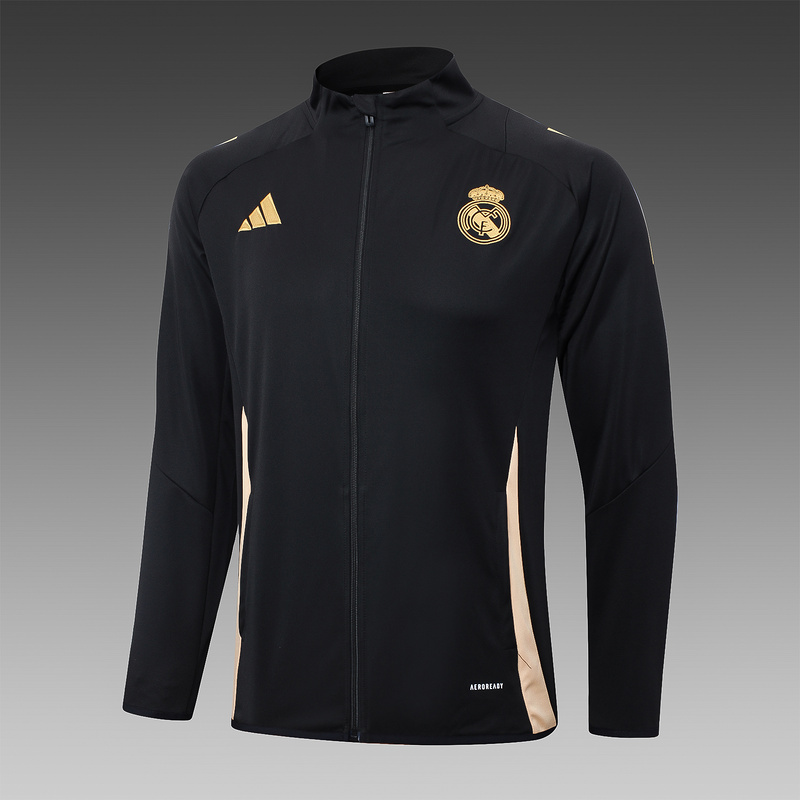 2024/25 Real Madrid Black Jacket Training Suit Set Football Team Shirt Sports Fashion