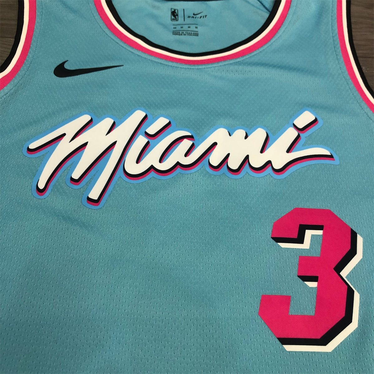NBA Miami Hearts round neck Light Blue Jersey WADE#3 S-XXL