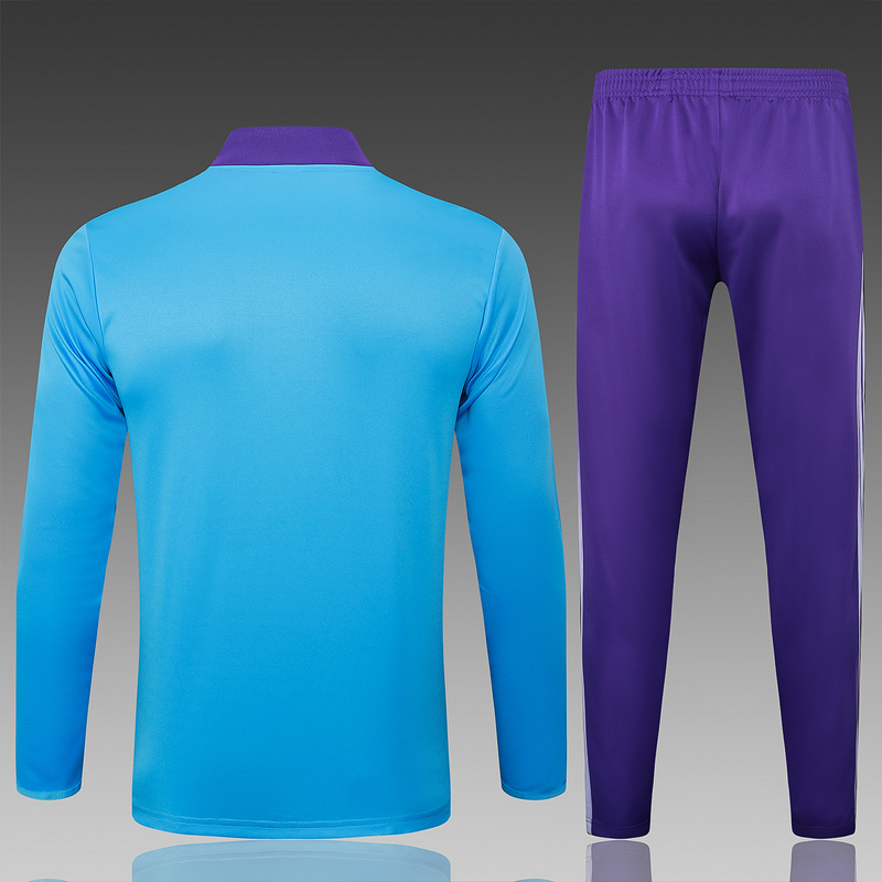 202526 Real Madrid Light blue Long-sleeved half-pull training kit Football team kit