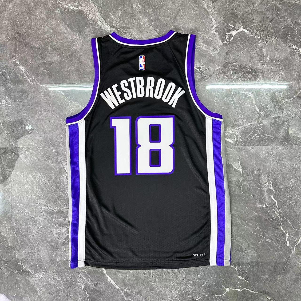 NBA Scaramento Kings 2024 V-Neck Black jersey WESTBROOK#18 S-XXL