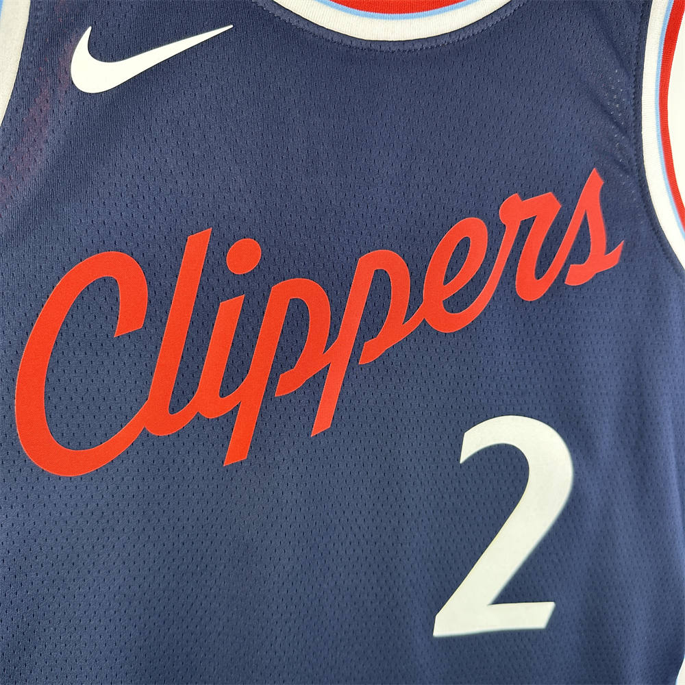 NBA Los Angeles Clippers 24/25 Round Neck dark blue Jersey LEONARD#2 S-XXL