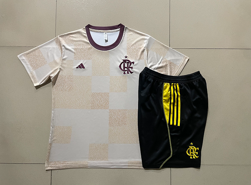 24/25 Flamengo White Training Set Shirt and Shorts