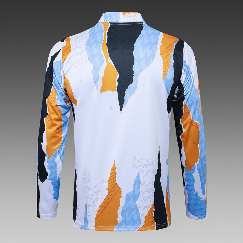 24/25 Real Madrid Blue white yellow Long-sleeved half-pull training kit Football team kit