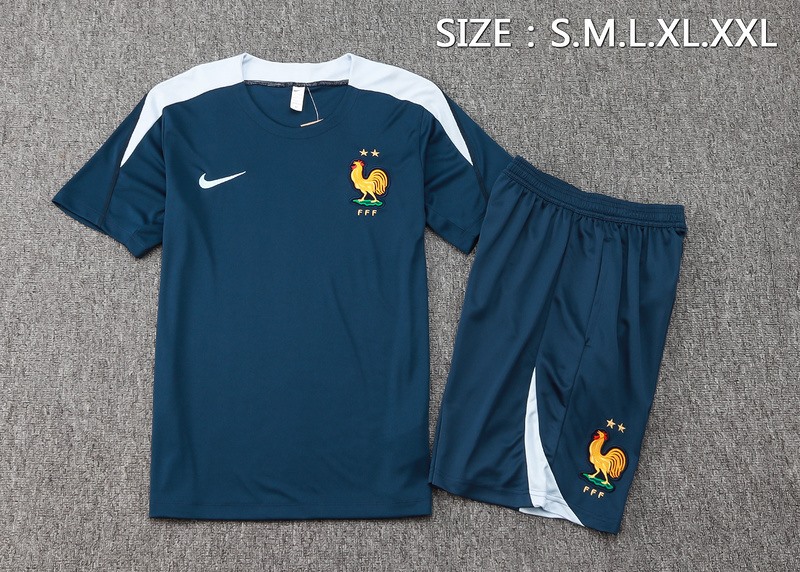 24/25 France Royal Blue Training Set Shirt and Shorts