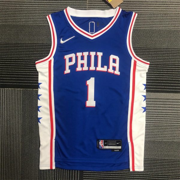 NBA Philadelphia 76ers Round Neck Blue 75th Anniversary Jersey HARDEN#1 S-XXL
