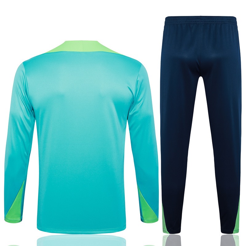 24/25 Brazil Blue Green Long-sleeved half-pull training kit Football team kit