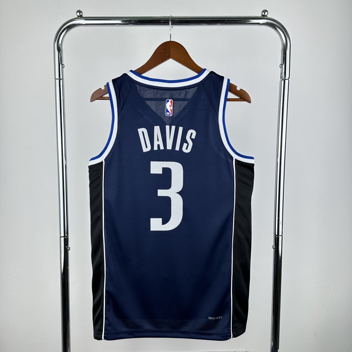 NBA Dallas Mavericks V-Neck Royal Blue Jersey DAVIS#3 S-XXL