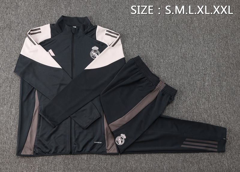2024/25 Real Madrid Grey Jacket Training Suit Set Football Team Shirt Sports Fashion