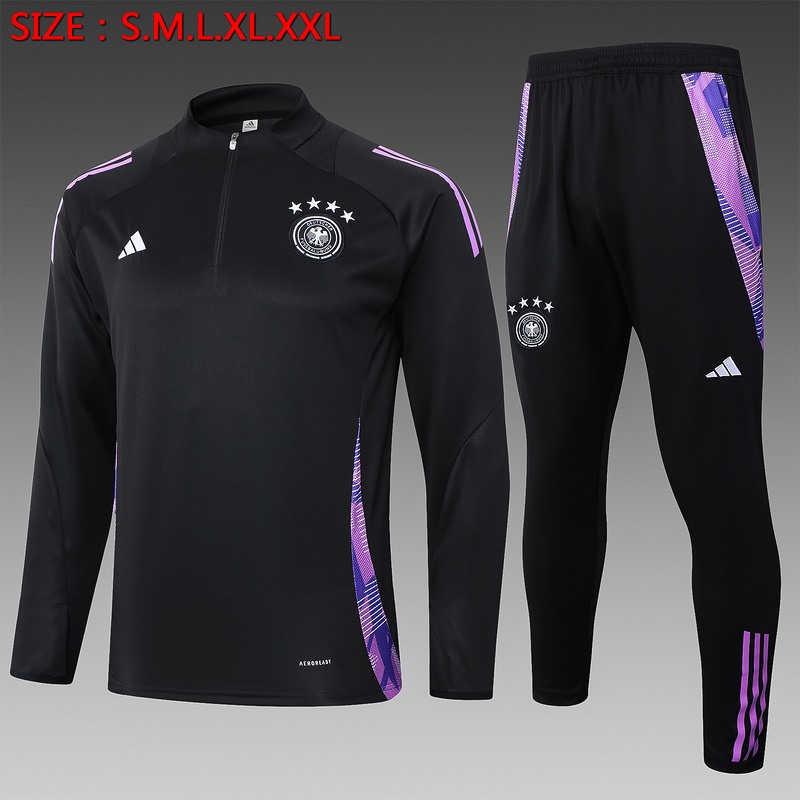 24/25 Germany Black Long-sleeved half-pull training kit Football team kit