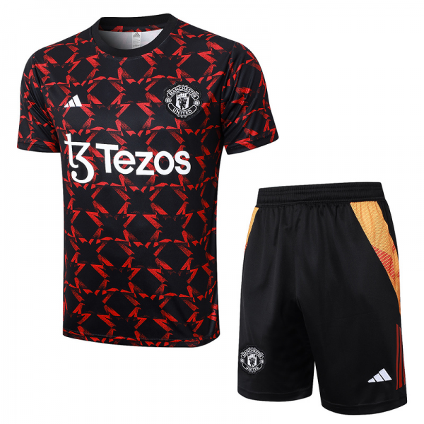 24/25 Manchester United Black red Training Set Shirt and Shorts