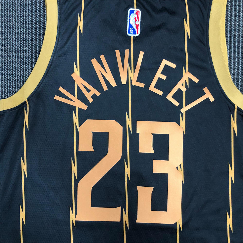 NBA Toronto Raptors V-Neck Black 75th Anniversary Jersey VANVLEET#23 S-XXL