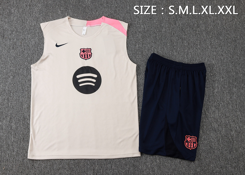 2025/26 Barcelona beige Training Set Shirt and Shorts