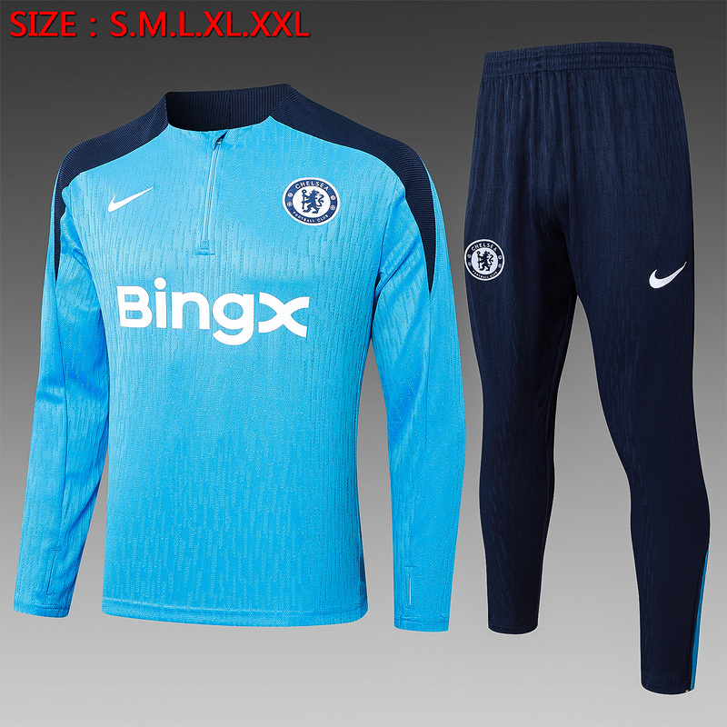 24/25 Chelsea Take blue Long-sleeved half-pull training kit Football team kit