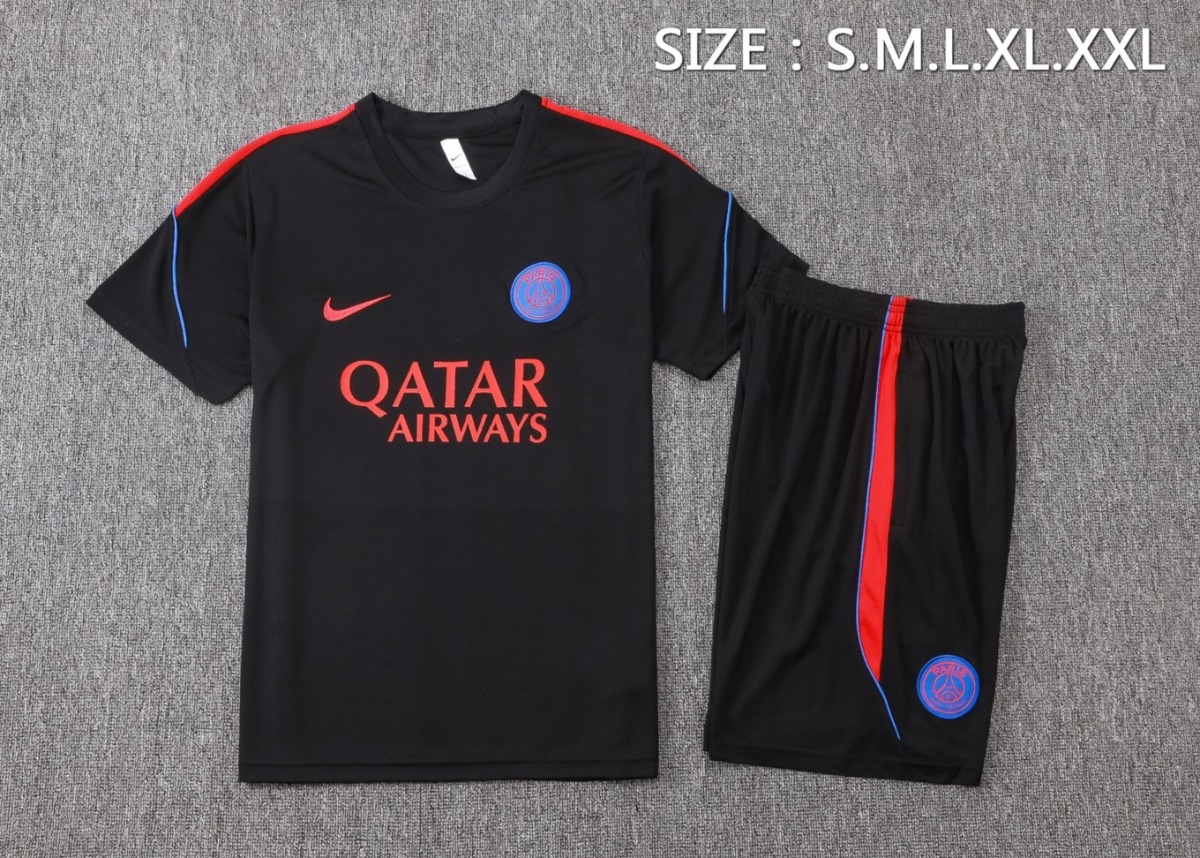 2026 PSG Black Training Set Shirt and Shorts