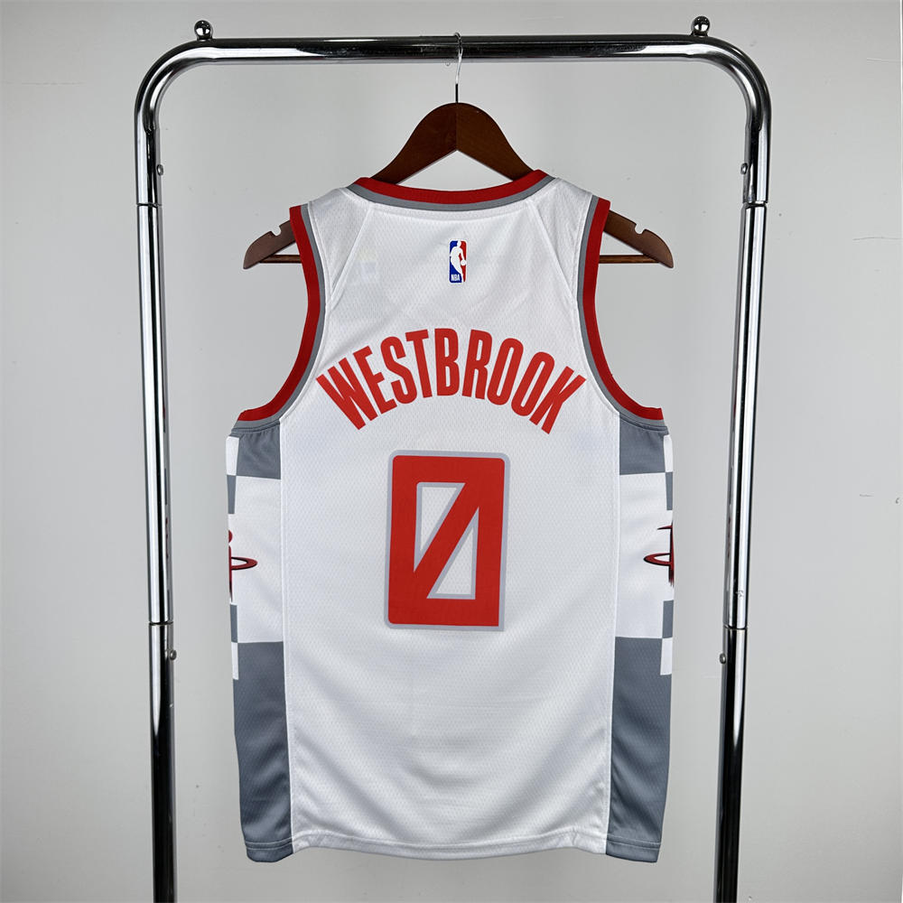 NBA Houston Rockets 2020 V-Neck City Edtion White Jersey WESTBROOK#0 S-XXL